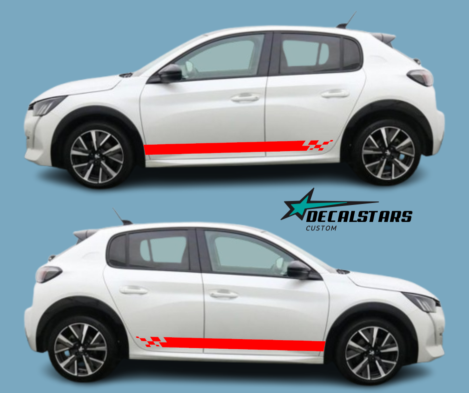 Autocollant Voiture Peugeot 208 Algerie -Bandes Latérale Pour Portes Style RS - Accessoires Auto Peugeot 208 Originale Algerie - Image 2