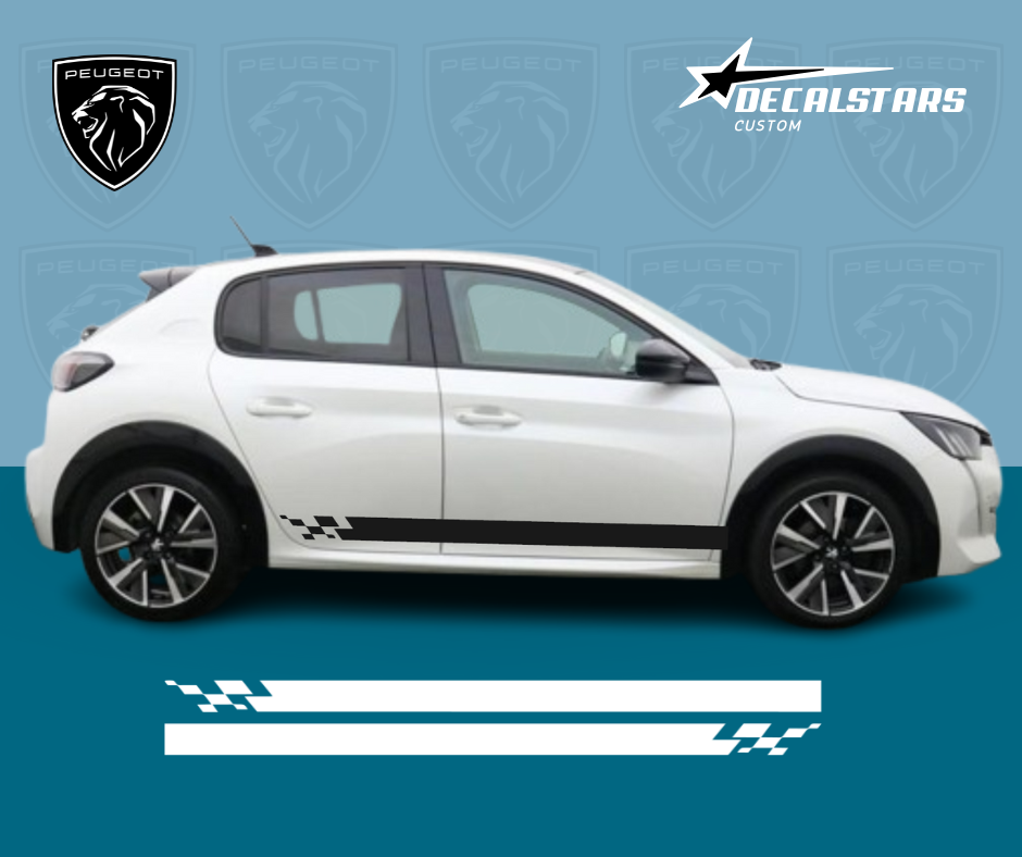 Autocollant Voiture Peugeot 208 Algerie -Bandes Latérale Pour Portes Style RS - Accessoires Auto Peugeot 208 Originale Algerie