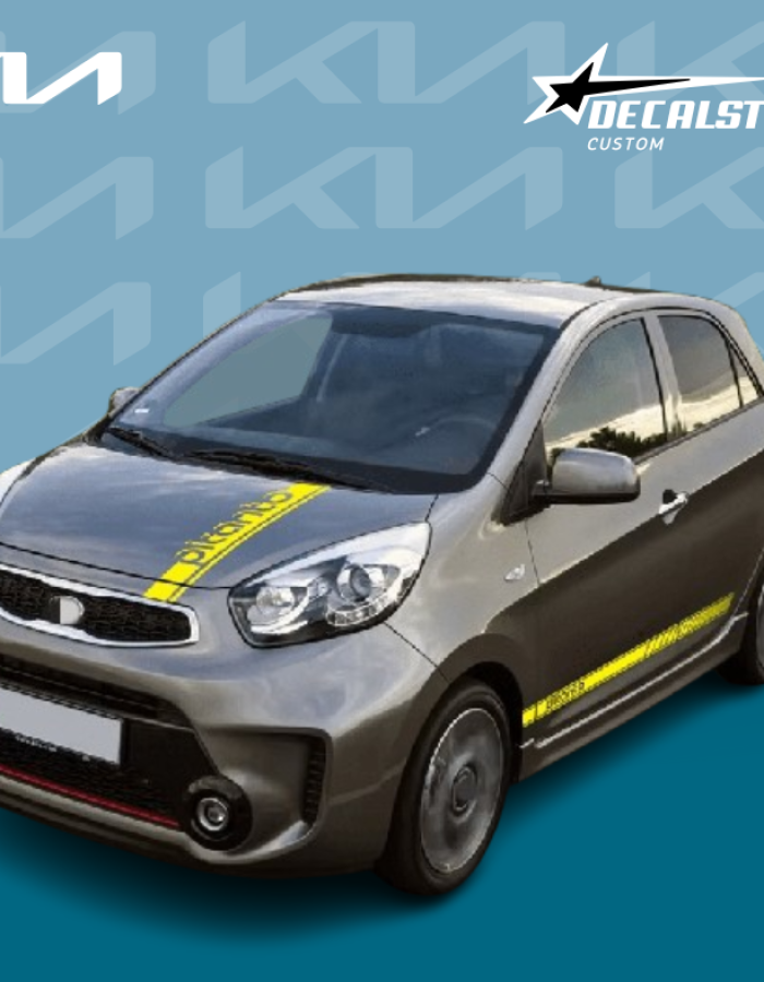 Kit Autocollant 3 Piéces pour Voiture Kia Picanto Algérie – Bandes Pour Capot Et Portes Kia Picanto A Style Rayures – Accessoires Auto Algerie